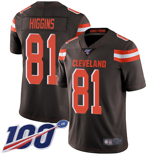 Cleveland Browns Rashard Higgins Men Brown Limited Jersey #81 NFL Football Home 100th Season Vapor Untouchable->cleveland browns->NFL Jersey
